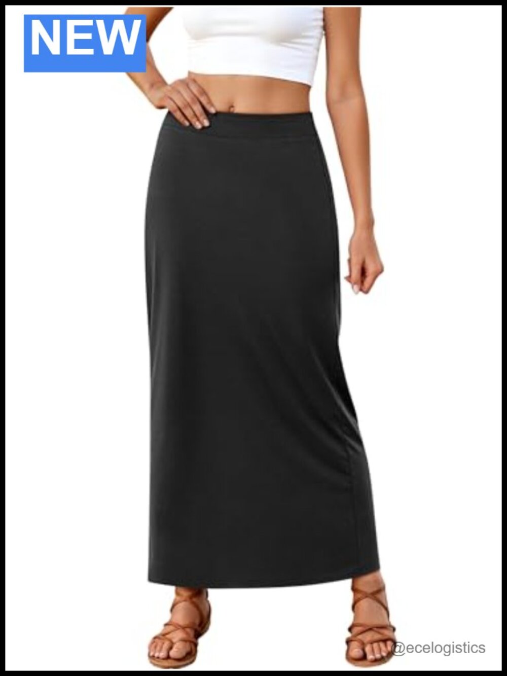 Women's Elastic Waist Maxi Skirt Flowy Swing A-Line Summer Long Skirt
